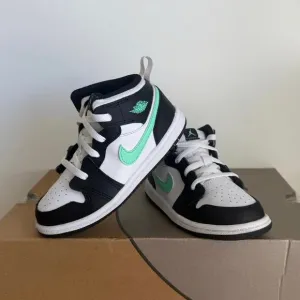 Nike Air Jordan 1 Mid White/Green Glow Toddler Sneakers - SZ 10 C