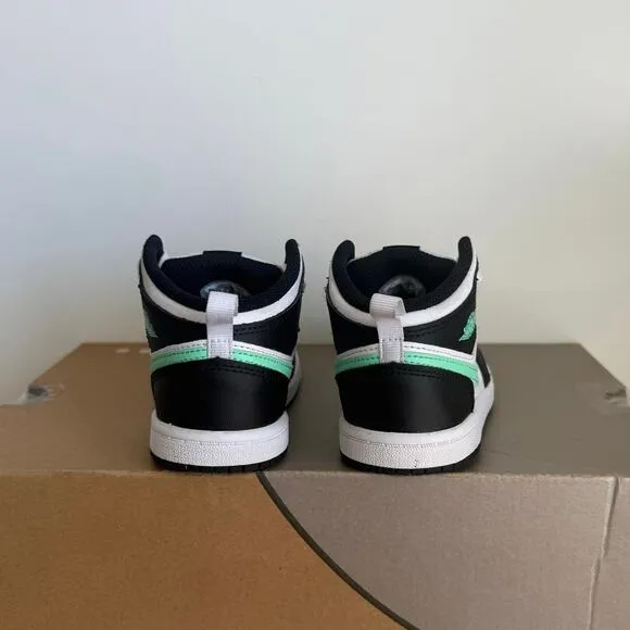 Nike Air Jordan 1 Mid White/Green Glow Toddler Sneakers - SZ 10 C