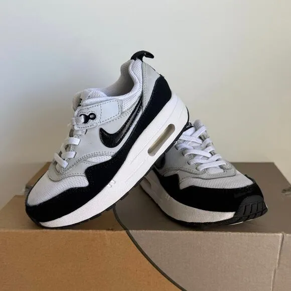 Nike Air Max 1 EasyOn White/Black Little Kids Sneakers - SZ 11 C