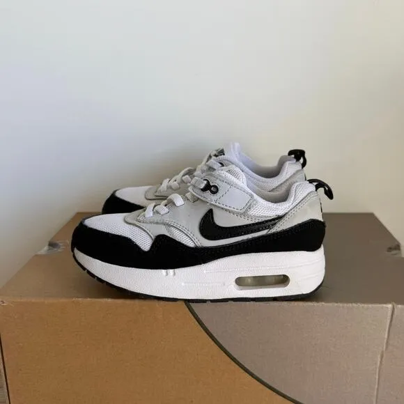 Nike Air Max 1 EasyOn White/Black Little Kids Sneakers - SZ 11 C