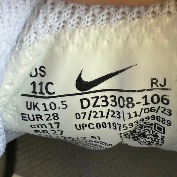 Nike Air Max 1 EasyOn White/Black Little Kids Sneakers - SZ 11 C