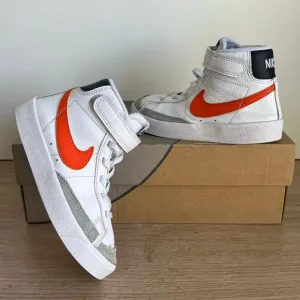 Nike Blazer Mid '77 White/ Orange Kids Sneakers -SZ  12 C