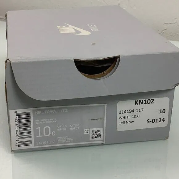 Nike Force 1 (TD) white white Low Tops size 10C toddler EUC