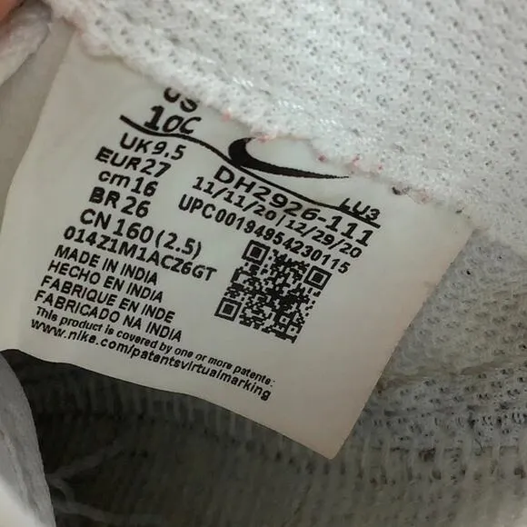 Nike Force 1 (TD) white white Low Tops size 10C toddler EUC
