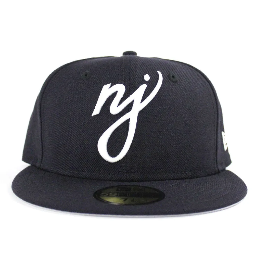 NJ Script New Era 59Fifty Fitted Hat (GITD NAVY Gray Under Brim)