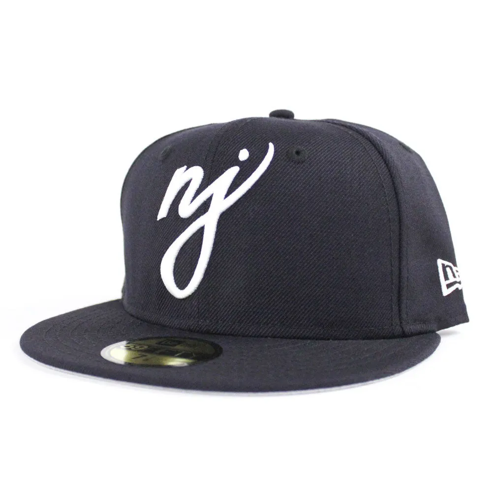 NJ Script New Era 59Fifty Fitted Hat (GITD NAVY Gray Under Brim)