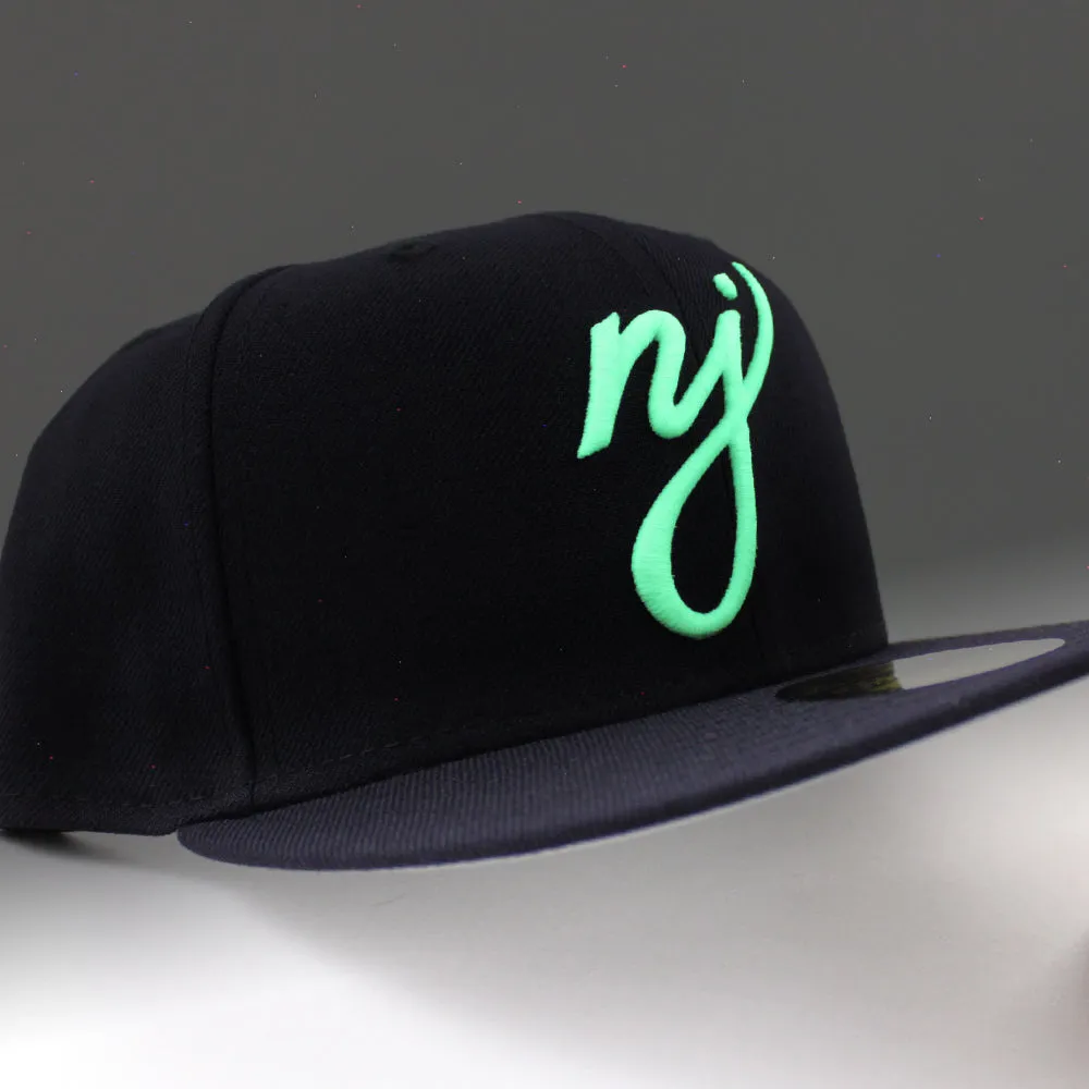 NJ Script New Era 59Fifty Fitted Hat (GITD NAVY Gray Under Brim)