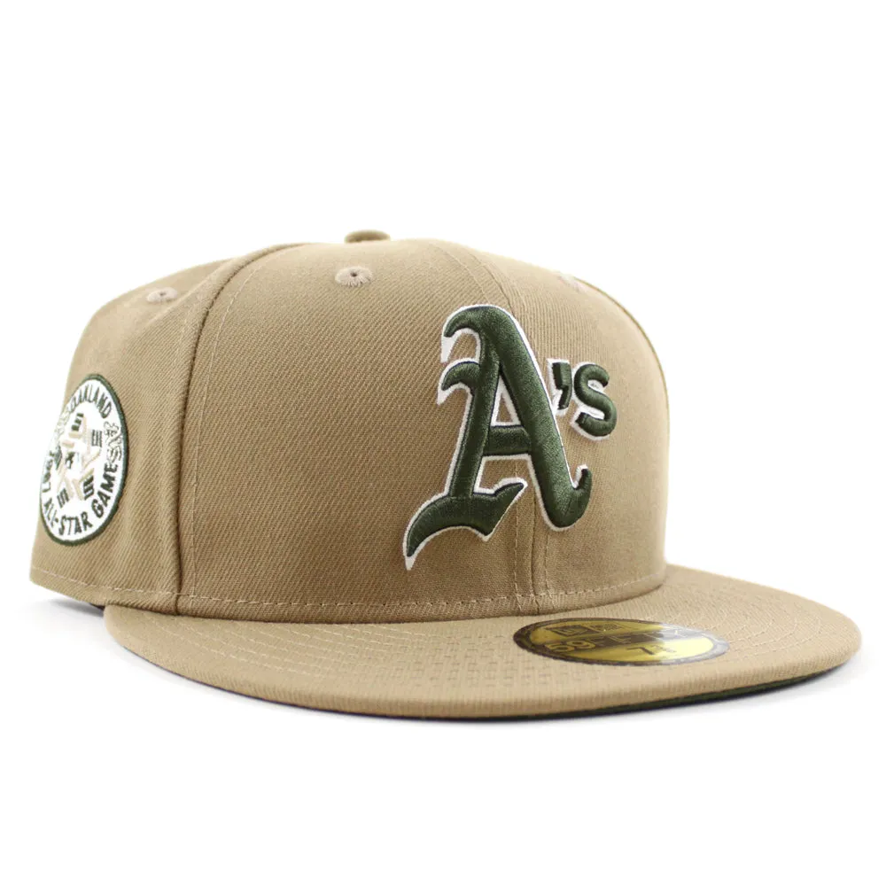 Oakland Athletics 1987 All Star game New Era 59Fifty Fitted Hat (GITD Khaki Rifle Green Under brim)