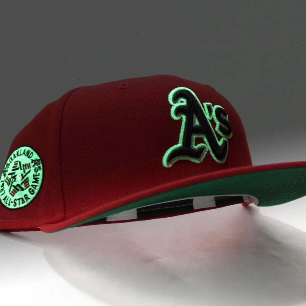 Oakland Athletics 1987 All-Star Game New Era 59Fifty Fitted Hat (GITD Red Green Under Brim)