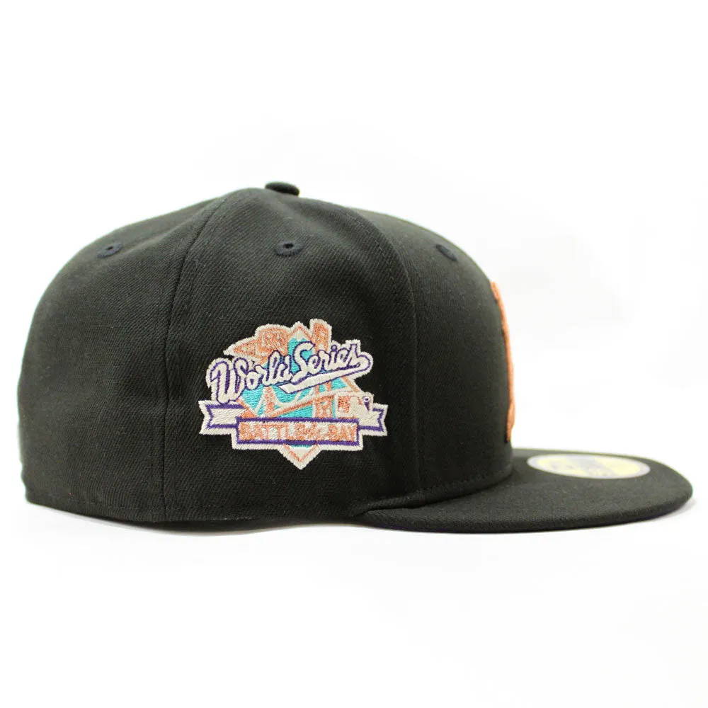 Oakland Athletics 1989 Battle of the Bay World Series New Era 59Fifty Fitted Hat (Glow in the Dark Black Metallic Copper Purple Under Brim)