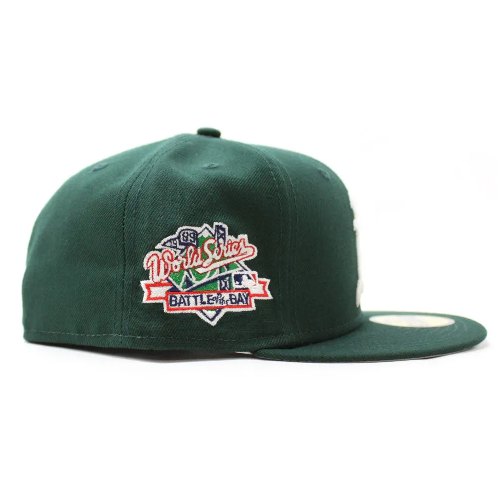 Oakland Athletics 1989 Battle of the Bay World Series New Era 59Fifty Fitted Hat (Glow in the Dark Dark Green 3M Reflective Gray Under Brim)