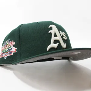 Oakland Athletics 1989 Battle of the Bay World Series New Era 59Fifty Fitted Hat (Glow in the Dark Dark Green 3M Reflective Gray Under Brim)