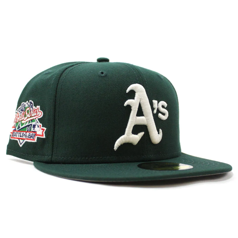 Oakland Athletics 1989 Battle of the Bay World Series New Era 59Fifty Fitted Hat (Glow in the Dark Dark Green 3M Reflective Gray Under Brim)