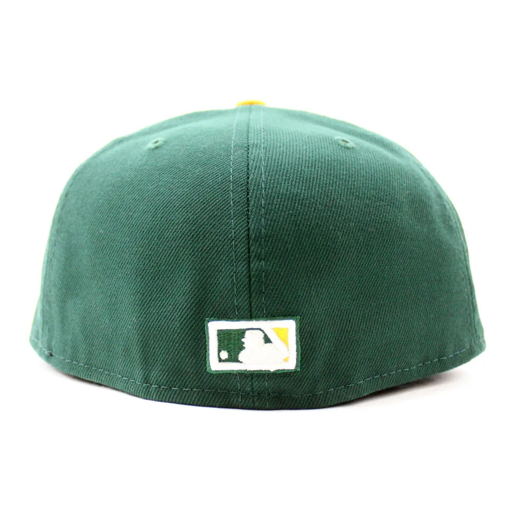 Oakland Athletics 1989 World Series BATTLE OF THE BAY New Era 59Fifty Fitted Hat (Green Yellow Pink Under Brim)