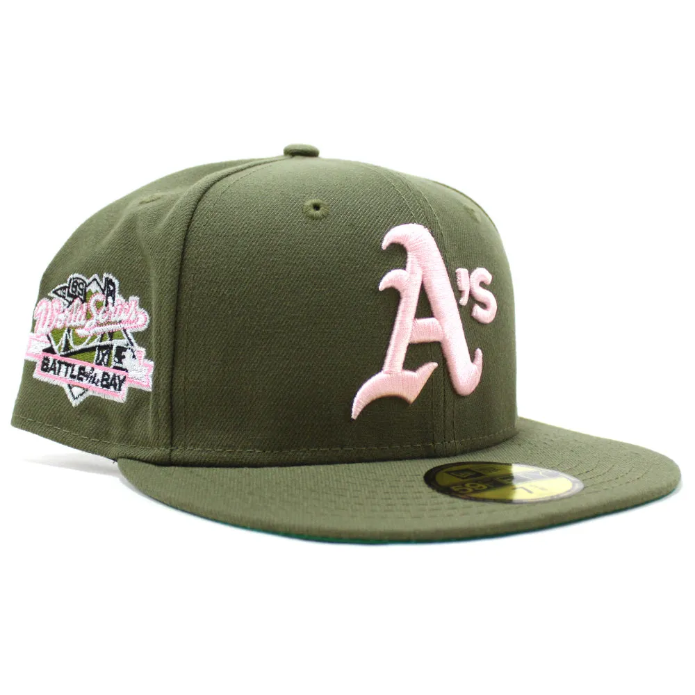 Oakland Athletics 1989 World Series Battle of The Bay New Era 59Fifty Fitted Hat V2 (Olive Green Under Brim)