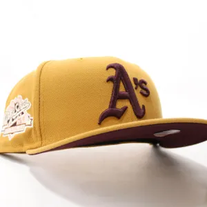 Oakland Athletics 1989 World Series New Era 59Fifty Fitted Hat (Glow in the Dark Tan Maroon Under Brim)