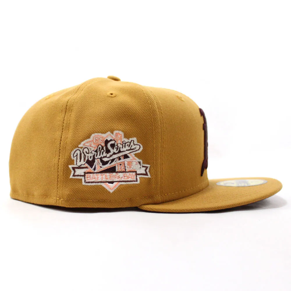 Oakland Athletics 1989 World Series New Era 59Fifty Fitted Hat (Glow in the Dark Tan Maroon Under Brim)