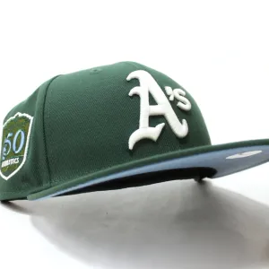 Oakland Athletics 50TH Anniversary New Era 59Fifty Fitted Hat (GITD Pine Green Sky Blue Under Brim)
