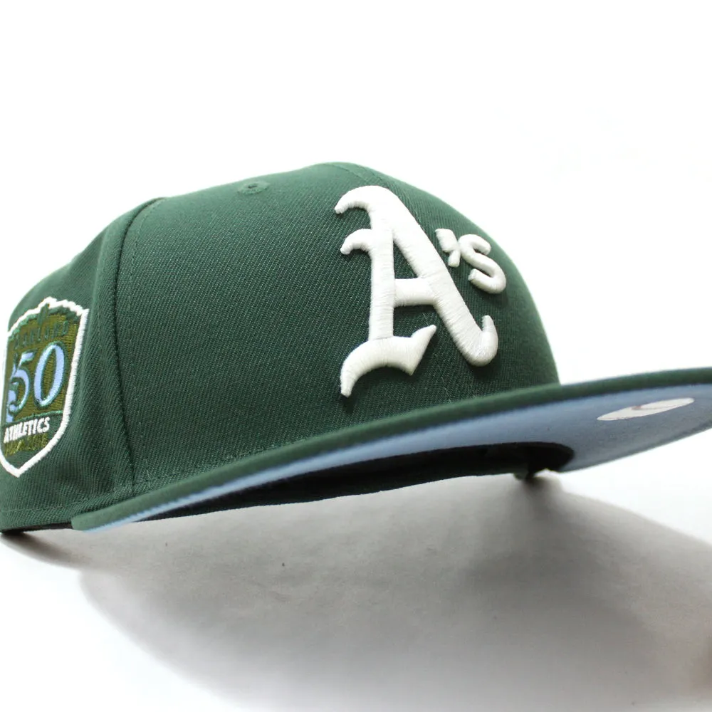 Oakland Athletics 50TH Anniversary New Era 59Fifty Fitted Hat (GITD Pine Green Sky Blue Under Brim)