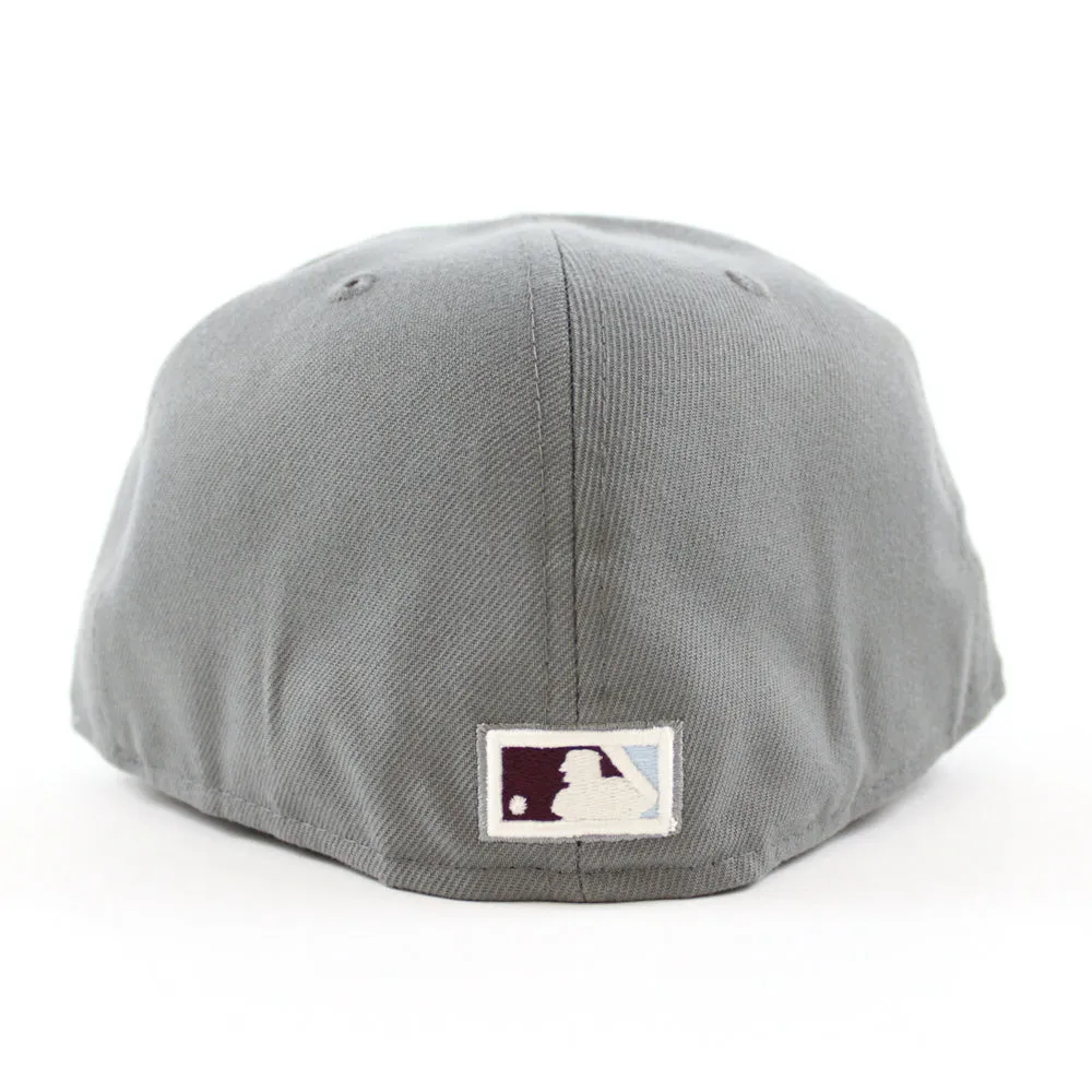 Oakland Athletics 50th Anniversary New Era 59Fifty Fitted Hat (GITD Storm Grey Maroon Under Brim)
