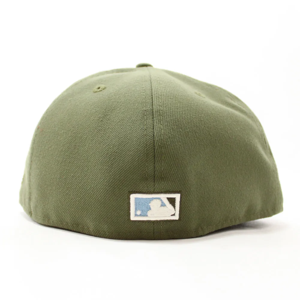 Oakland Athletics 50th Anniversary New Era 59Fifty Fitted Hat (Glow in the Dark Olive Sky Blue Under Brim)