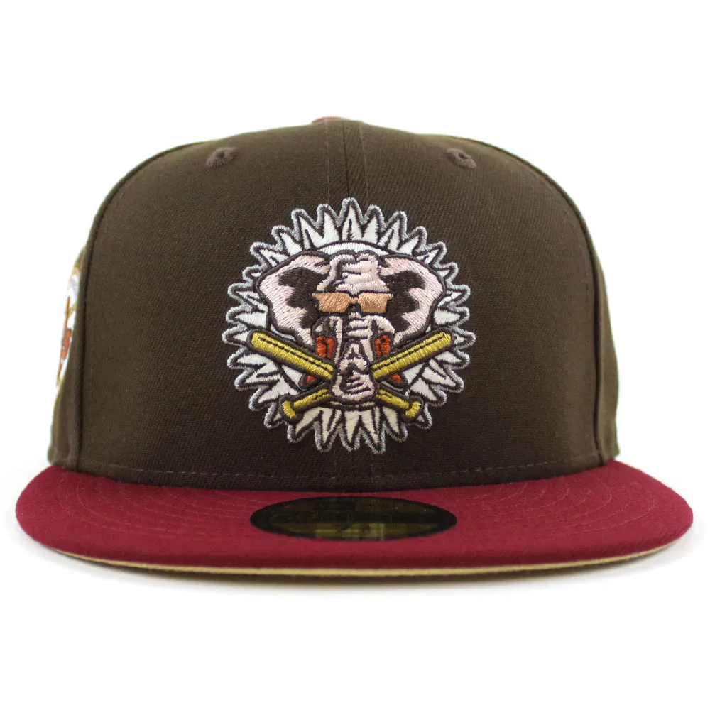 Oakland Athletics SWINGIN AS New Era 59Fifty Fitted Hat (Glow in the Dark Walnut Cardinal Vegas Gold Under Brim)