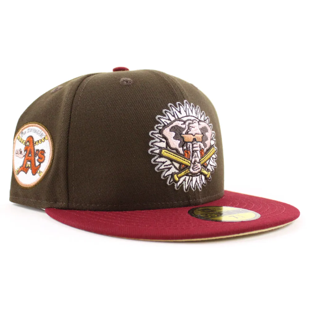 Oakland Athletics SWINGIN AS New Era 59Fifty Fitted Hat (Glow in the Dark Walnut Cardinal Vegas Gold Under Brim)