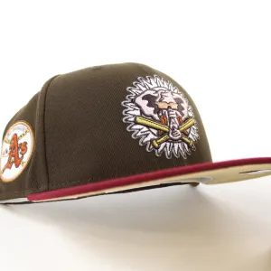 Oakland Athletics SWINGIN AS New Era 59Fifty Fitted Hat (Glow in the Dark Walnut Cardinal Vegas Gold Under Brim)