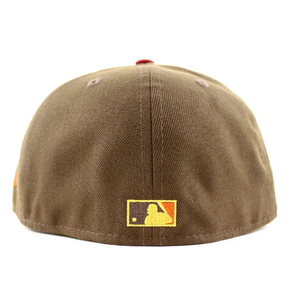 Oakland Athletics SWINGIN AS New Era 59Fifty Fitted Hat (Glow in the Dark Walnut Cardinal Vegas Gold Under Brim)