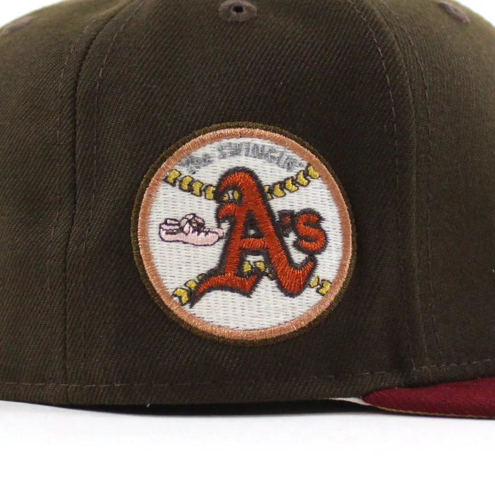 Oakland Athletics SWINGIN AS New Era 59Fifty Fitted Hat (Glow in the Dark Walnut Cardinal Vegas Gold Under Brim)