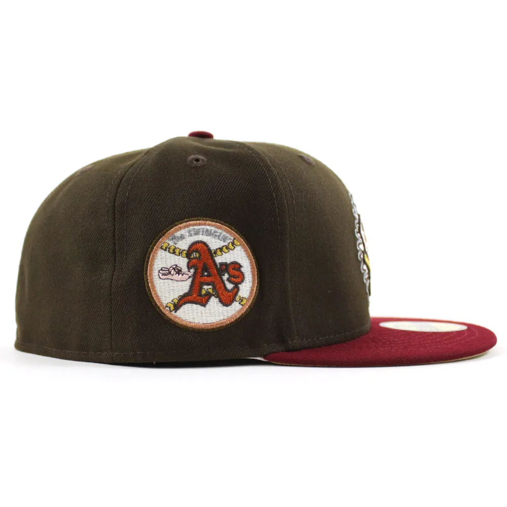 Oakland Athletics SWINGIN AS New Era 59Fifty Fitted Hat (Glow in the Dark Walnut Cardinal Vegas Gold Under Brim)