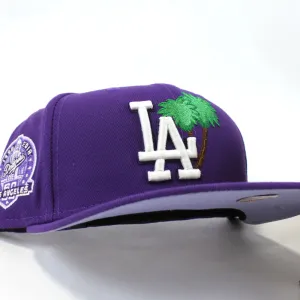 Palm Tree Los Angeles Dodgers 60th Anniversary New Era 59Fifty Fitted Hat (Purple Glow in the Dark Lavender Under Brim)