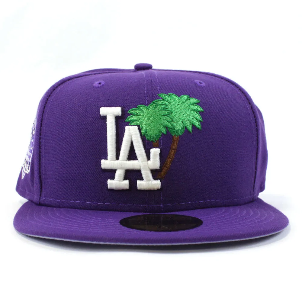Palm Tree Los Angeles Dodgers 60th Anniversary New Era 59Fifty Fitted Hat (Purple Glow in the Dark Lavender Under Brim)