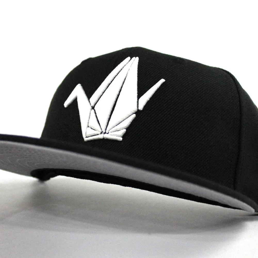 Paper Bird Origami New Era Fitted 59Fifty Hat (Black Glow in the Dark Gray Under Brim)