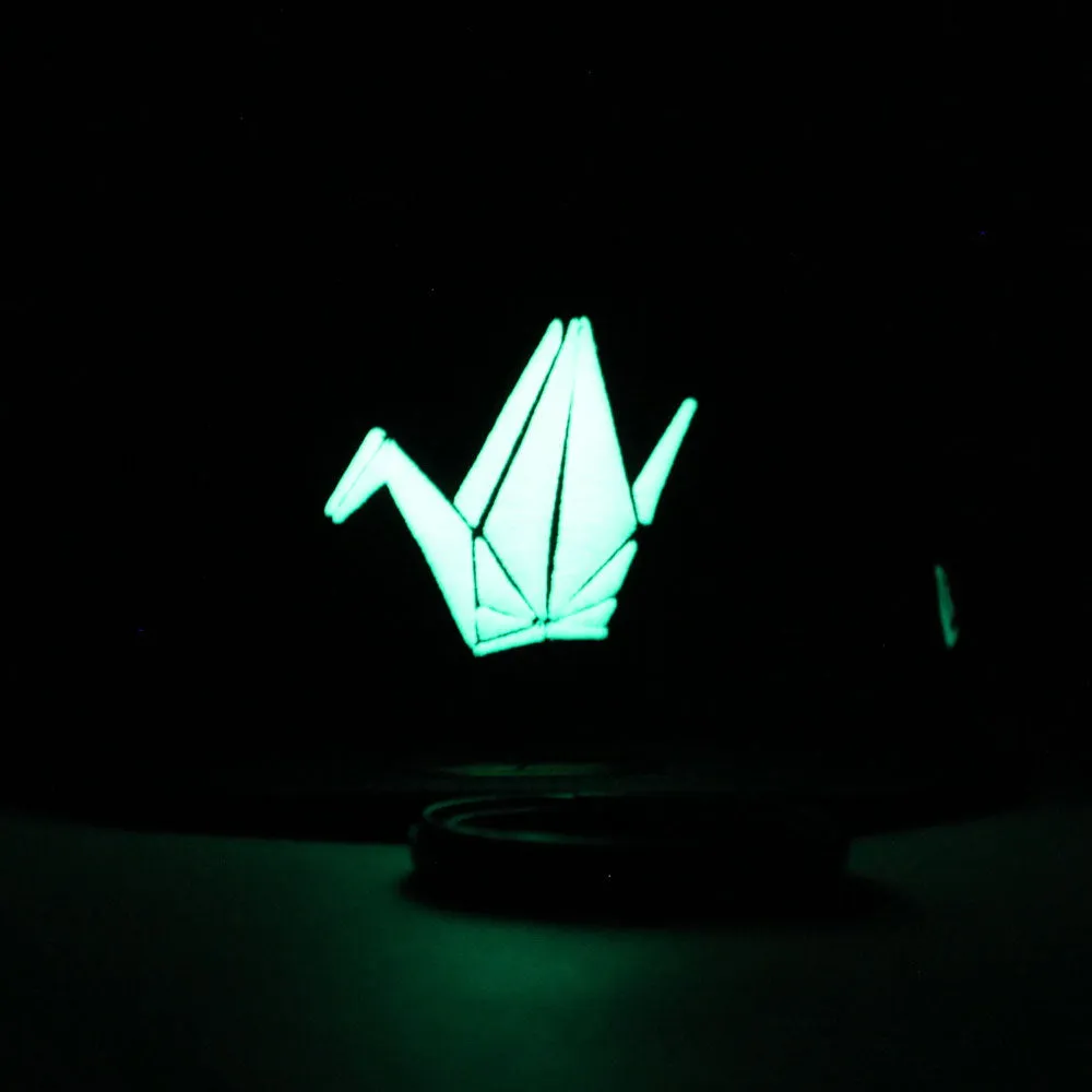 Paper Bird Origami New Era Fitted 59Fifty Hat (Black Glow in the Dark Gray Under Brim)