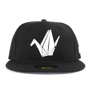 Paper Bird Origami New Era Fitted 59Fifty Hat (Black Glow in the Dark Gray Under Brim)