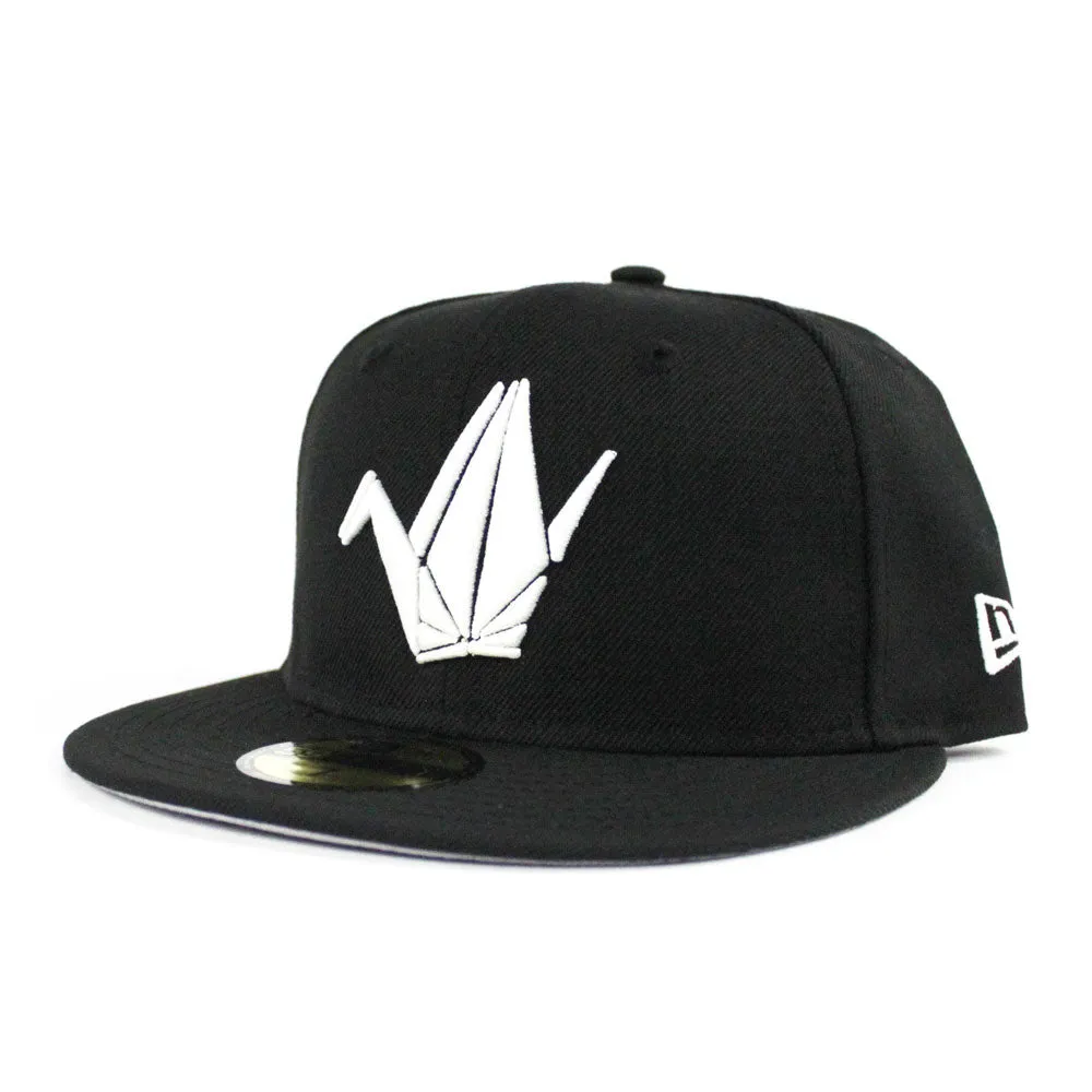 Paper Bird Origami New Era Fitted 59Fifty Hat (Black Glow in the Dark Gray Under Brim)