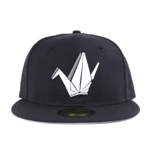 Paper Bird Origami New Era Fitted 59Fifty Hat (Navy Glow in the Dark Gray Under Brim)