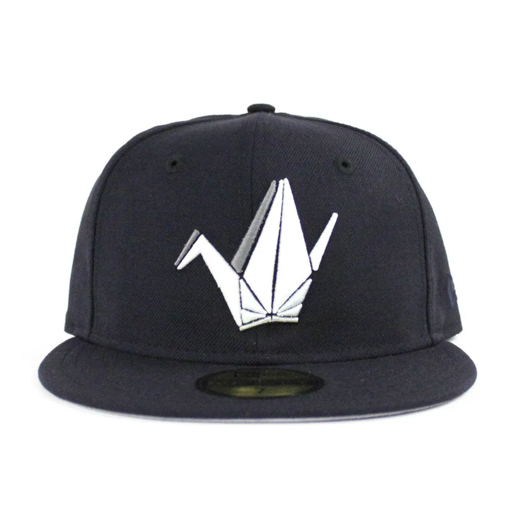 Paper Bird Origami New Era Fitted 59Fifty Hat (Navy Glow in the Dark Gray Under Brim)