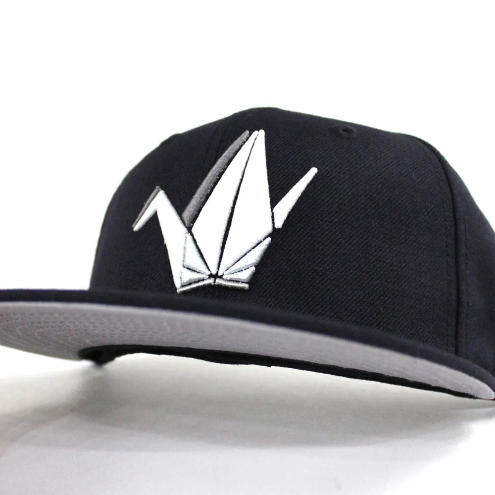 Paper Bird Origami New Era Fitted 59Fifty Hat (Navy Glow in the Dark Gray Under Brim)