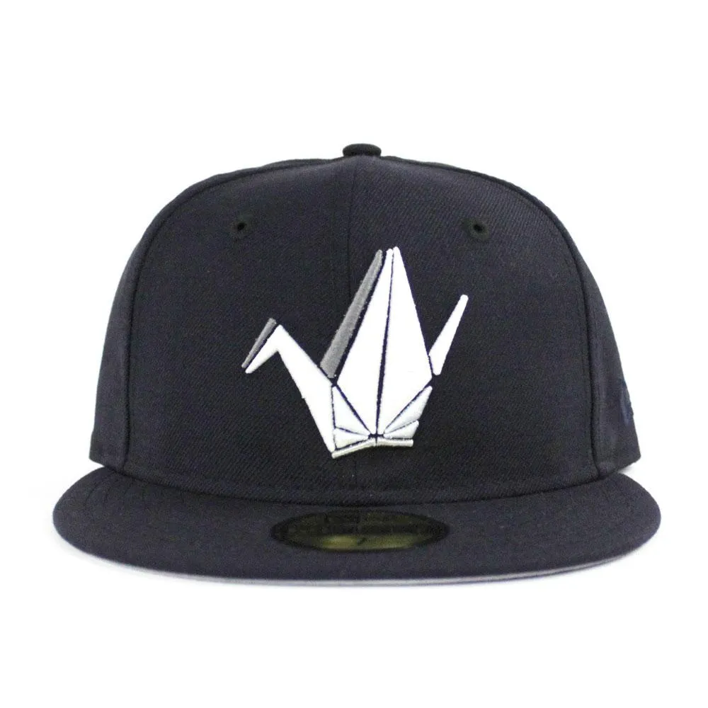 Paper Bird Origami New Era Fitted 59Fifty Hat (Navy Glow in the Dark Gray Under Brim)