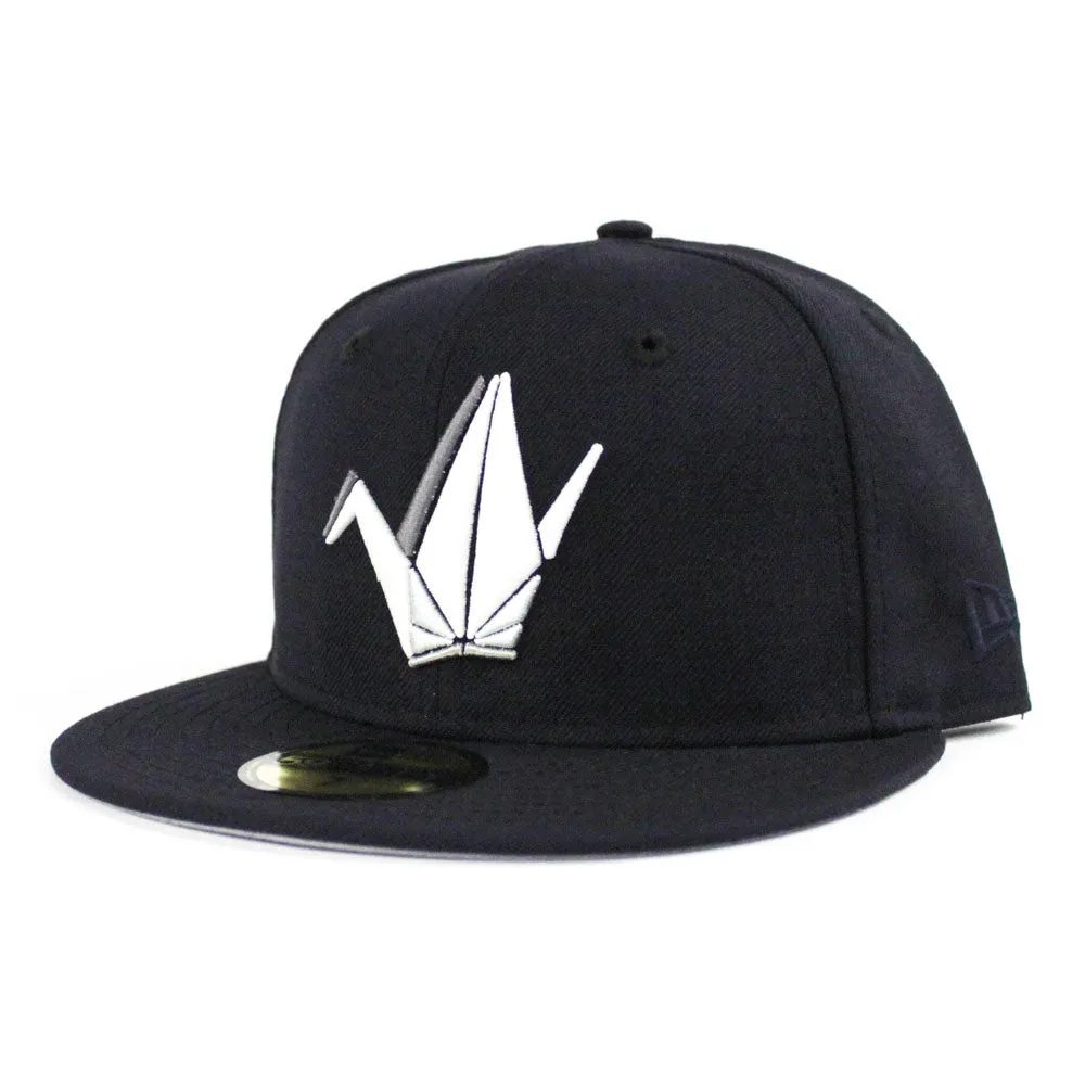 Paper Bird Origami New Era Fitted 59Fifty Hat (Navy Glow in the Dark Gray Under Brim)