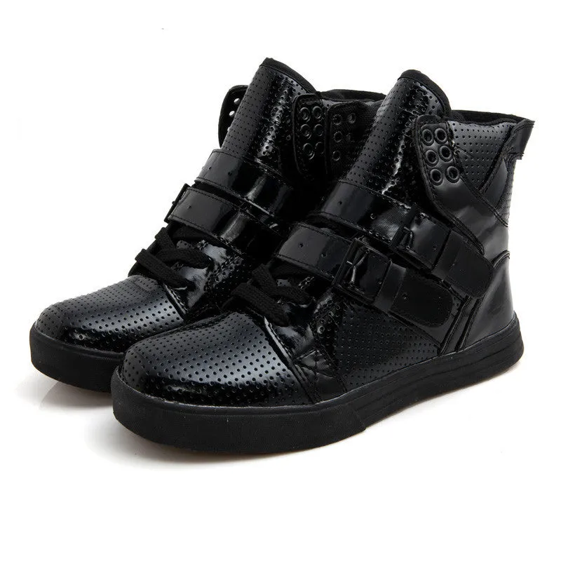 Patent PU Leather Men Fashion Shoes Spring Autumn Summer Ankle Boots Shoes Men High Top Men Boots Flats Shoes
