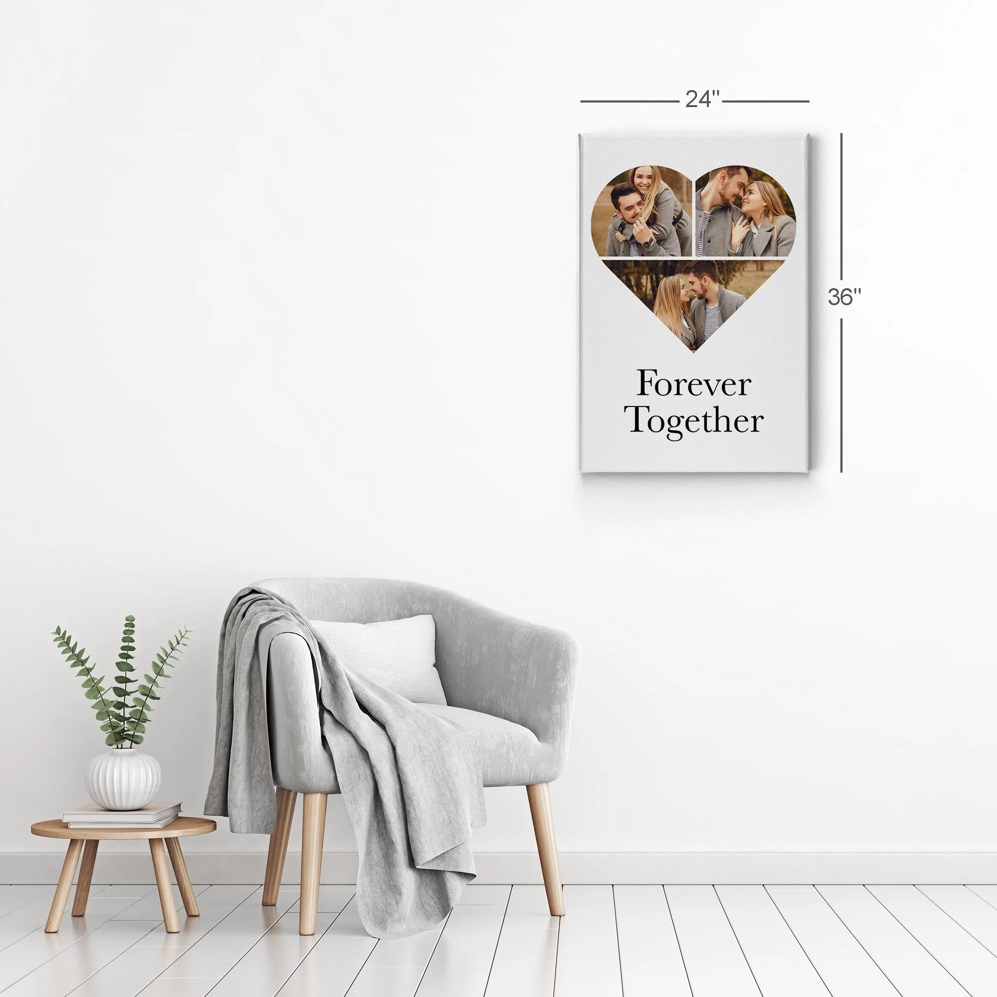 Personalized Gift Wall Art Custom Photo Collage Hearth Shape and Customized Text