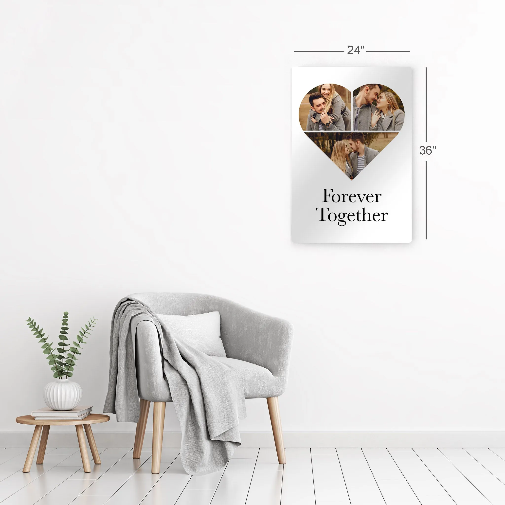 Personalized Gift Wall Art Custom Photo Collage Hearth Shape and Customized Text
