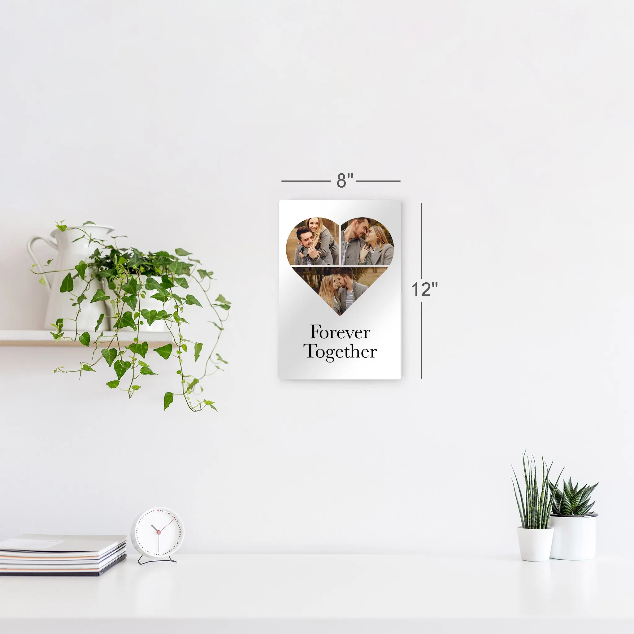 Personalized Gift Wall Art Custom Photo Collage Hearth Shape and Customized Text