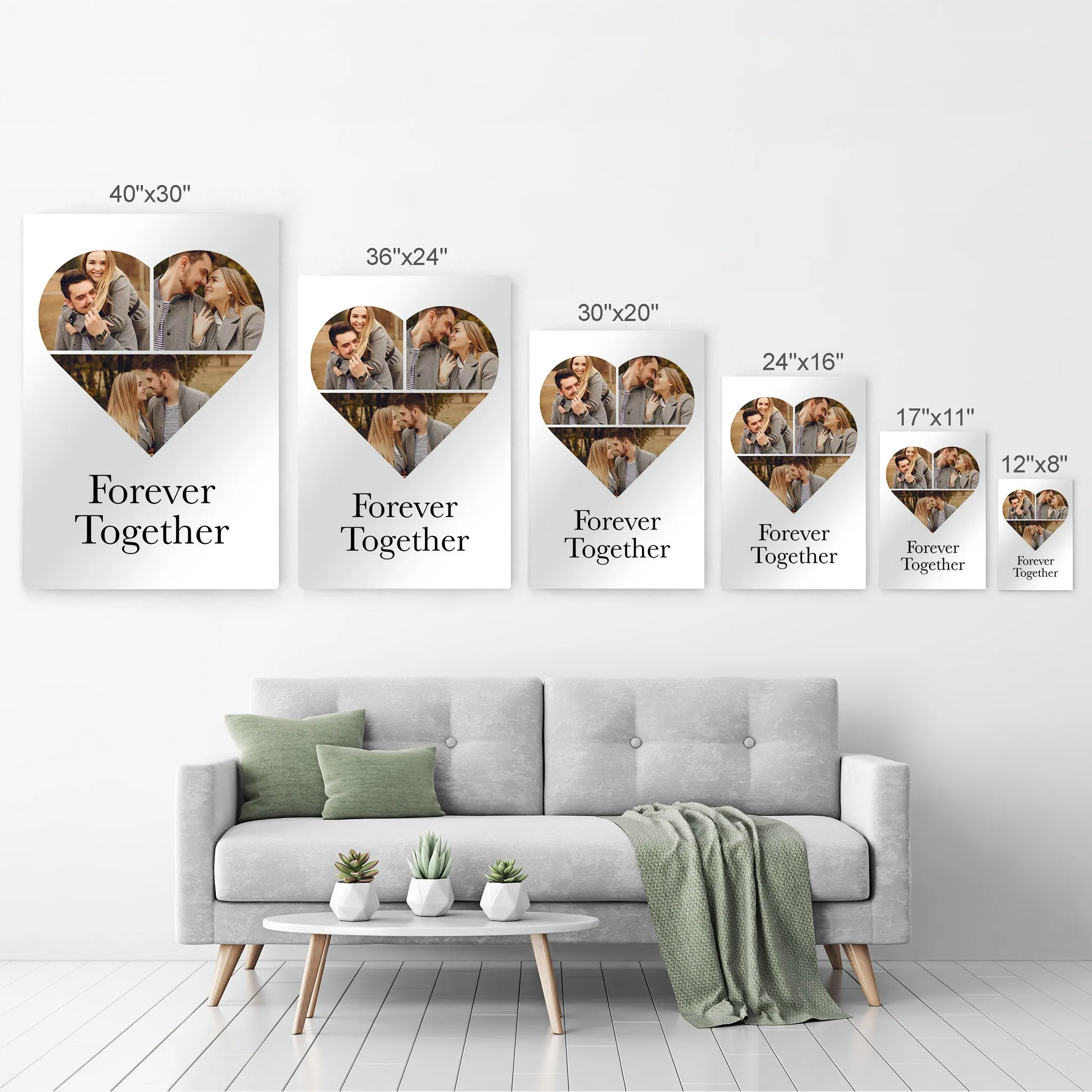 Personalized Gift Wall Art Custom Photo Collage Hearth Shape and Customized Text