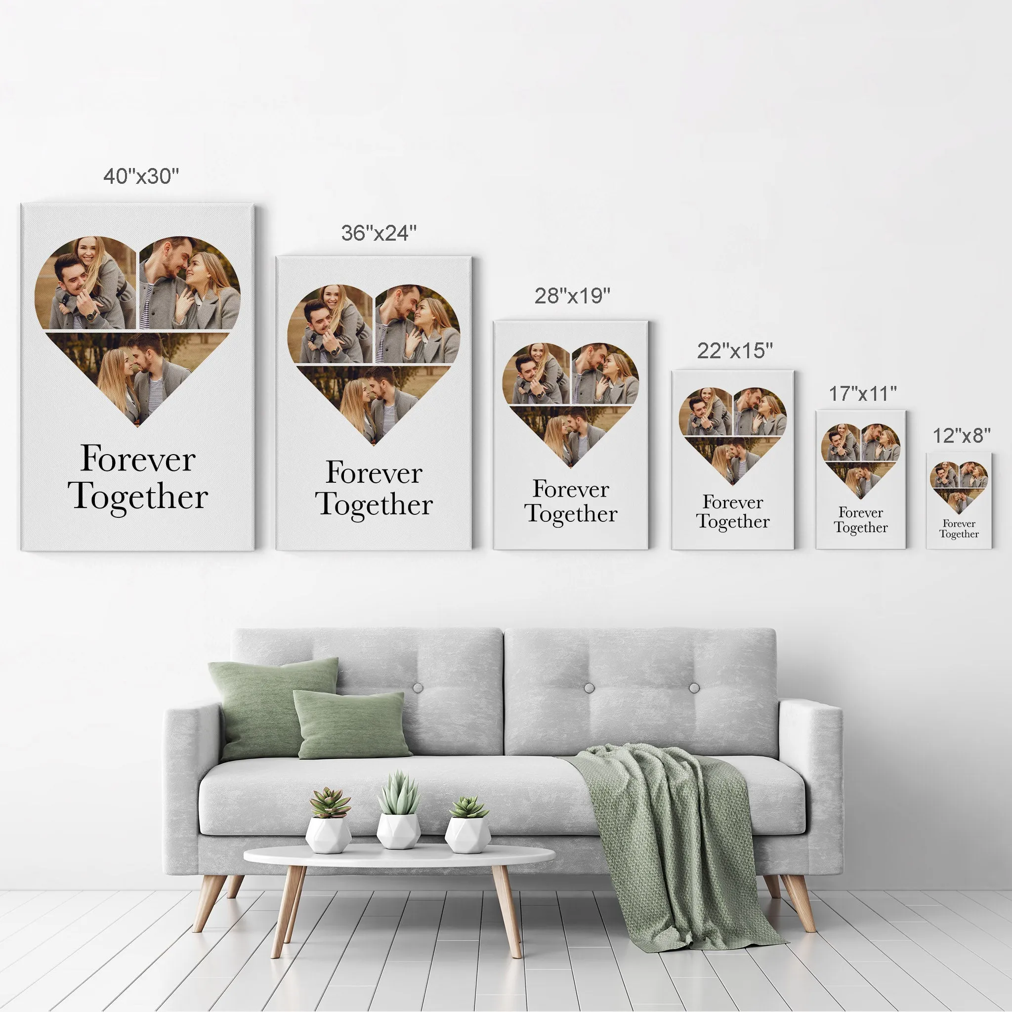 Personalized Gift Wall Art Custom Photo Collage Hearth Shape and Customized Text