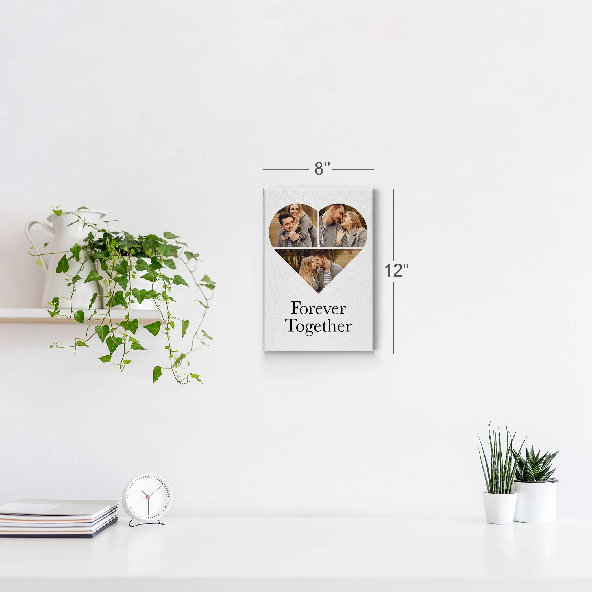 Personalized Gift Wall Art Custom Photo Collage Hearth Shape and Customized Text