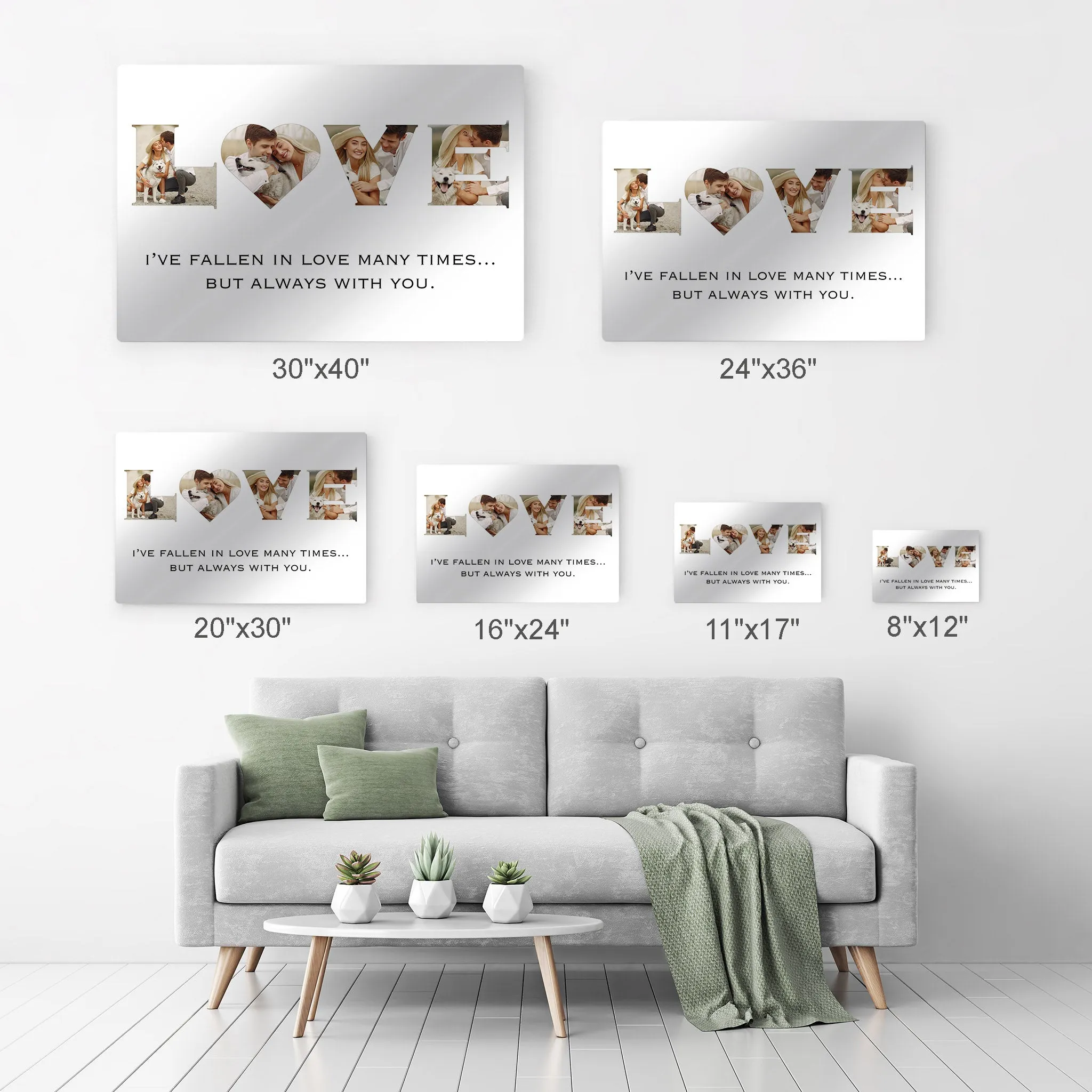 Personalized Gift Wall Art Custom Photo Collage Love Letter Shape with Custom Text